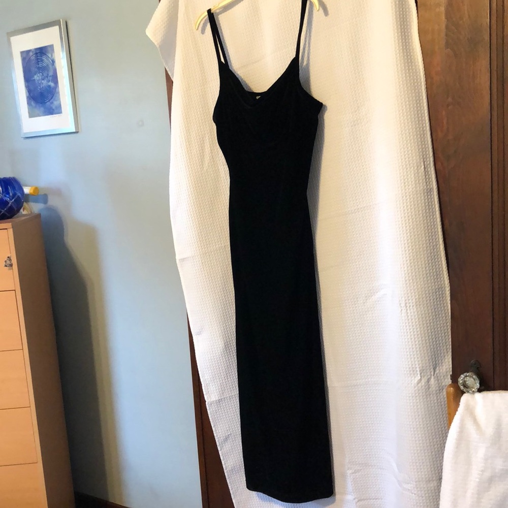 Black Crushed Velvet Formal Dress